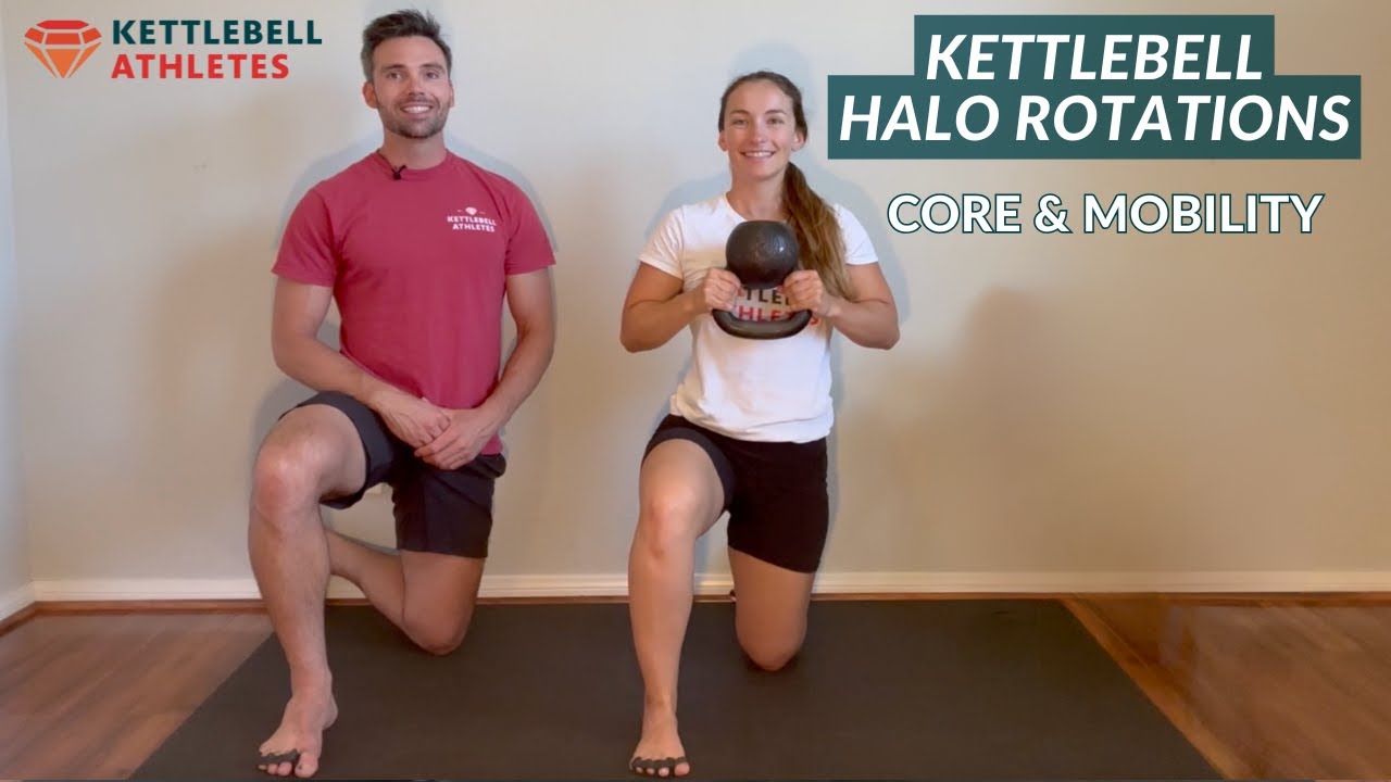 1/2 Kneeling Kettlebell Halo Rotations Functional Core Exercise