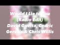 Would I Lie to You (Radio Edit) David Guetta, Cedric Gervais & Chris Willis (LYRICS)