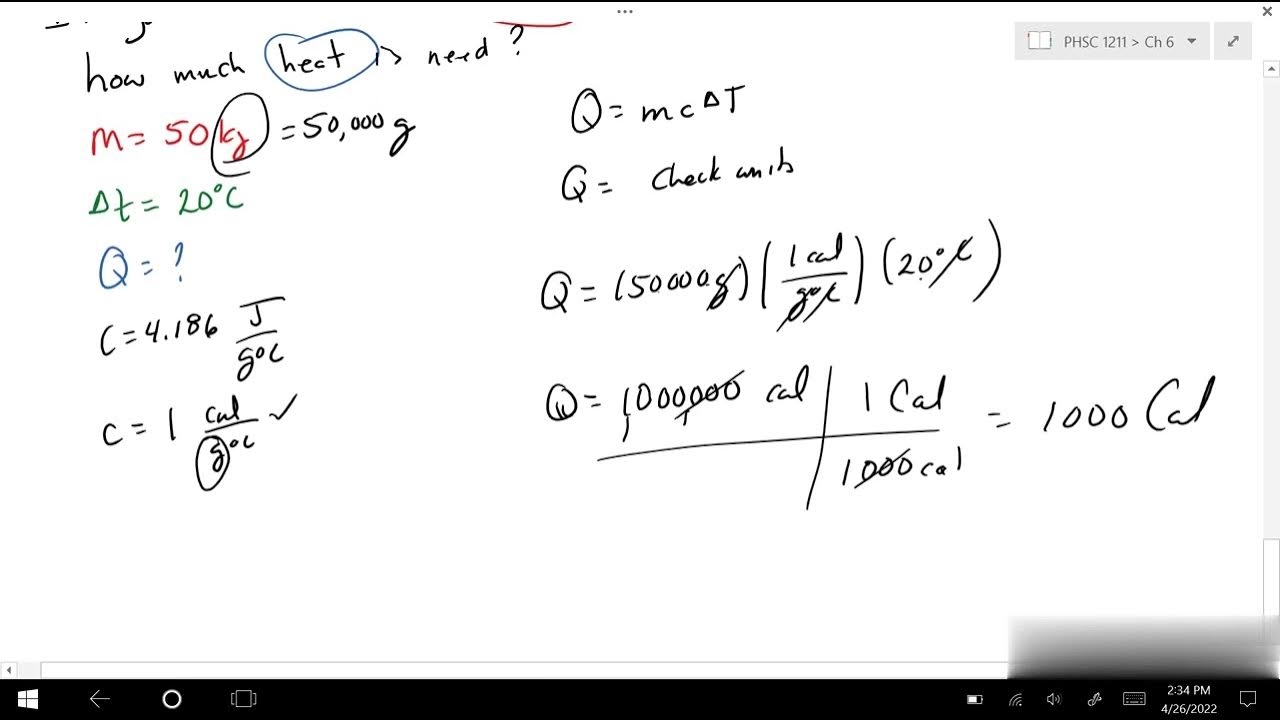 Thermodynamics Specific Heat Example Problem YouTube