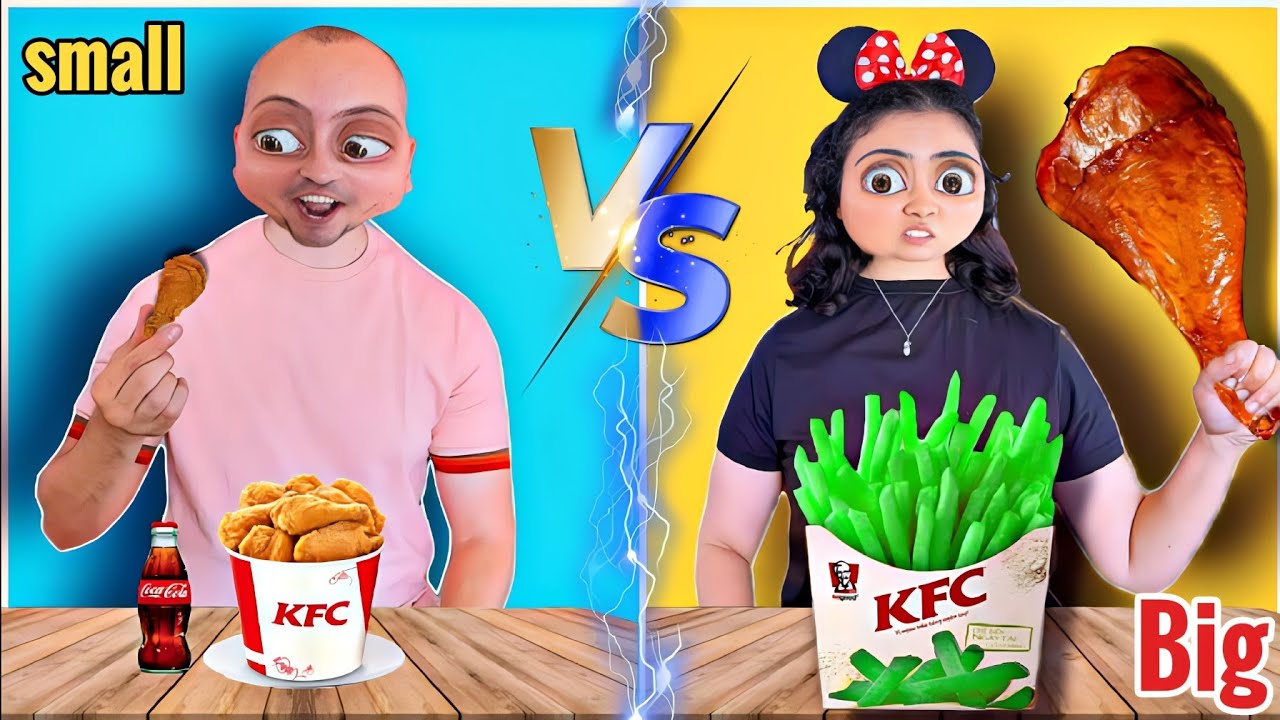 تحدِّي الأكل الأكبر والأصغر في العالم! شاهدوا الدجاج العملاق والصغير يتنافسان على الفوز ؟