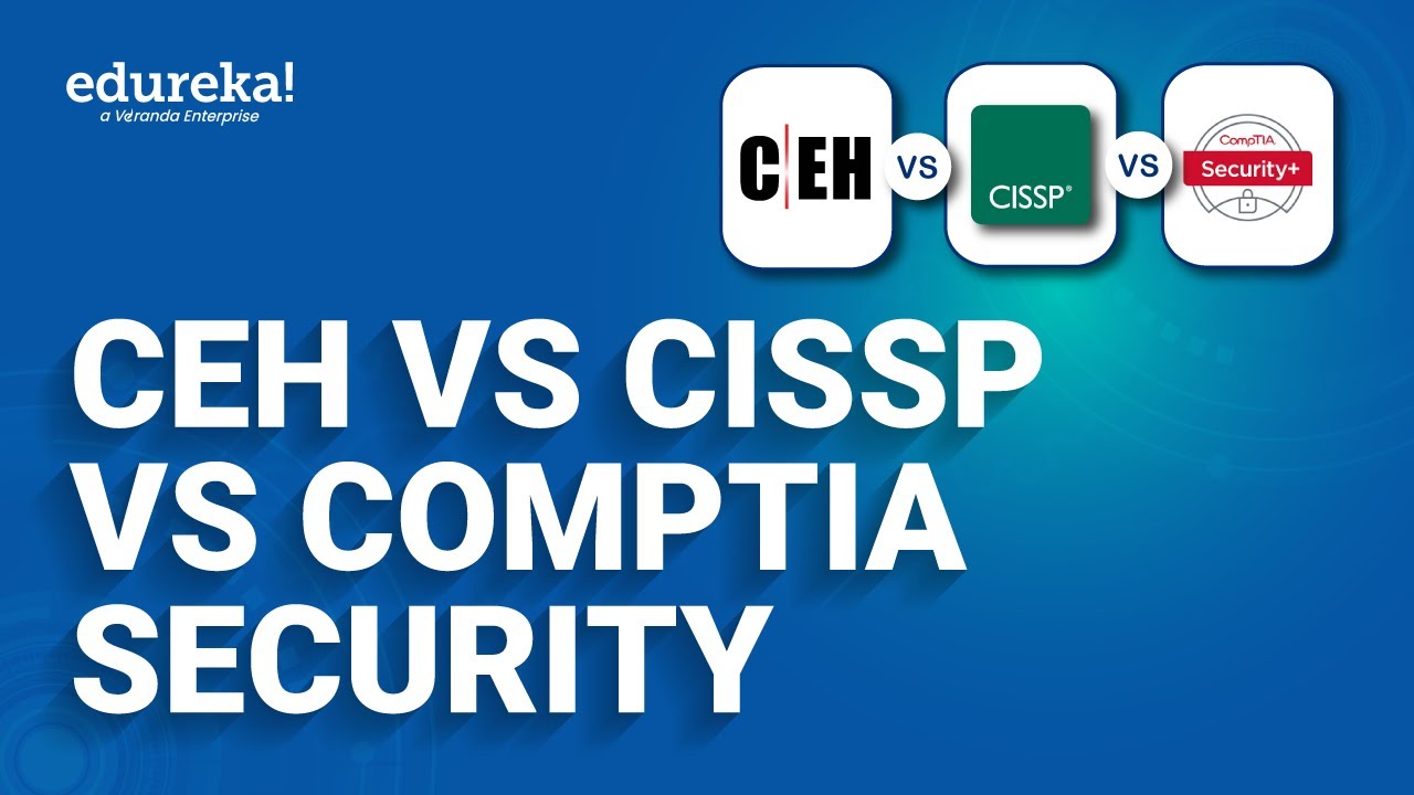CEH vs CISSP vs CompTIA Security+:Which is right for you? | Best IT Security Certification | Edureka