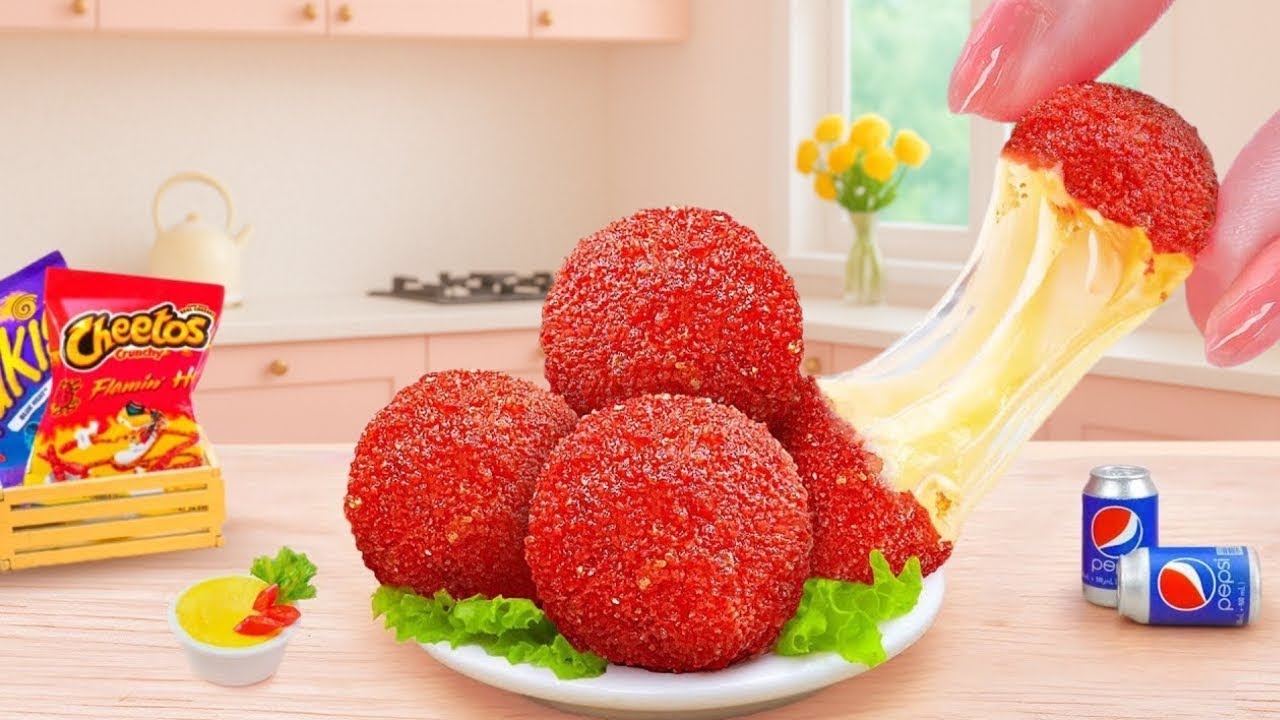 Best of Miniature Cooking 🧀 Crispy Fried Cheese Balls with Cheetos at Mini Kitchen