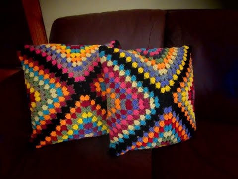 Crochet almohada con cuadrados o granny squares - YouTube