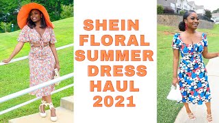 SHEIN SUMMER DRESS HAUL 2021 | CUTE FLORAL DRESSES
