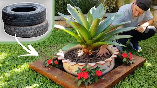 Reusing old tires to make a flower bed / Garden ideas