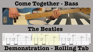 Come Together - The Beatles - Bass Lesson - Demonstration - Rolling Tab