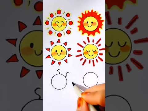 Vẽ những ông mặt trời cute | How to draw cute sun #shorts