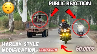 Royal Enfield Harlay Style Modification Public reaction 😍  50,000₹ light system