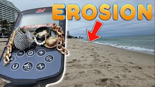 Targets Exposed After Half The Beach Disappears | Beach Metal Detecting