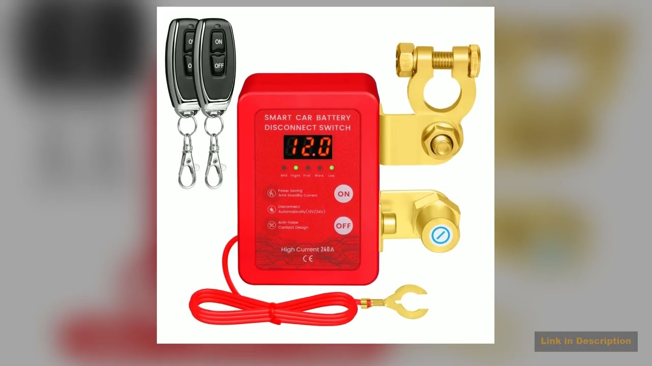 240A Kill Switch 12V Remote Battery Disconnect Switch with Led Voltage Display Automatic Power