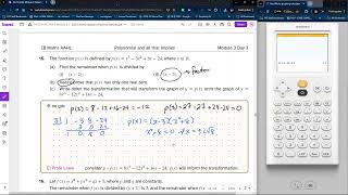 IB Maths AAHL : remainder / factor theorem, factoring polynomials, identifying graph transformations