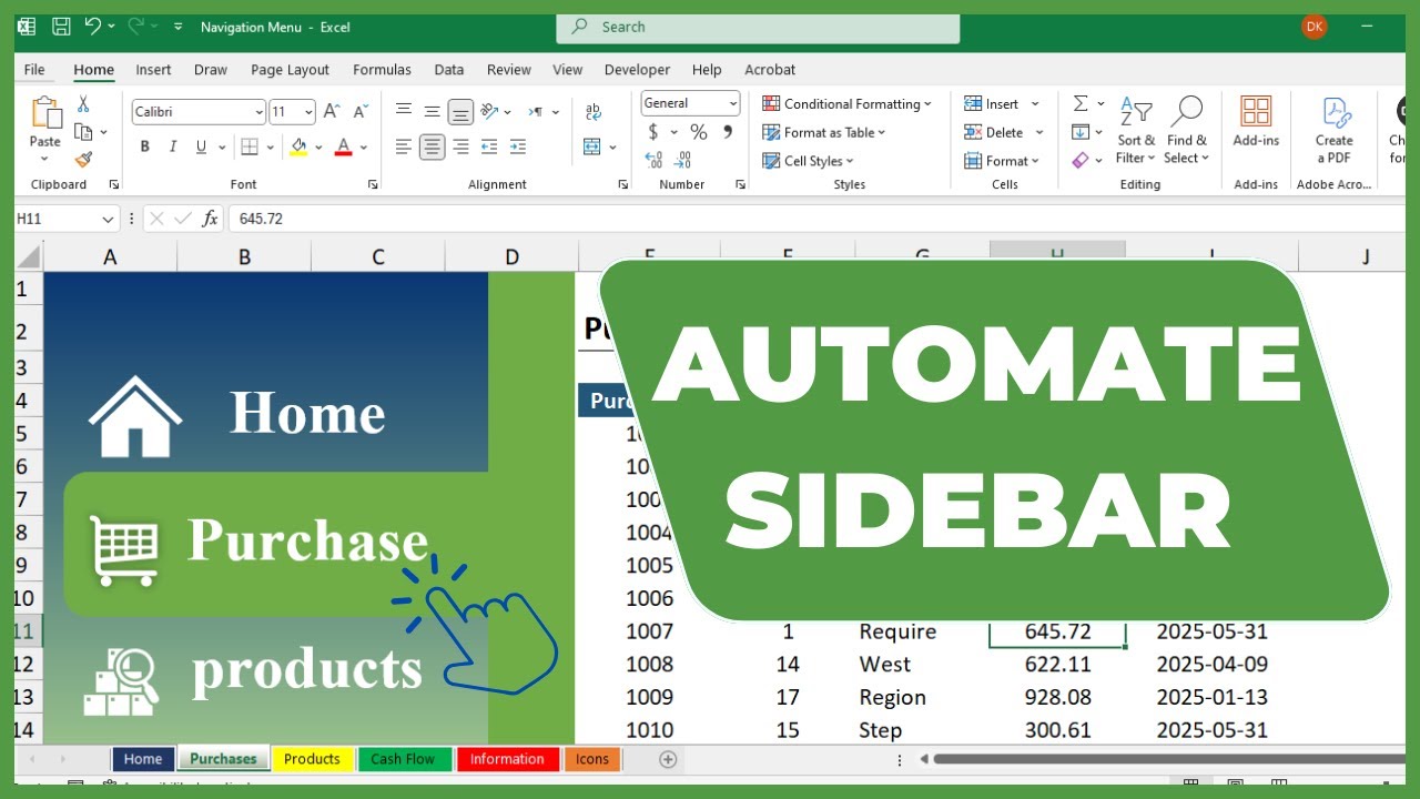 Modern Excel Sidebar Design | Make Your Sheet Look Like an App - YouTube