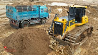 Incredible Dump Truck Back​ Failed Heavy Bulldozer Push Out - Clearance Mud Sand Power