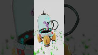 A live-motivated robot collects something (energy?) #blender3d