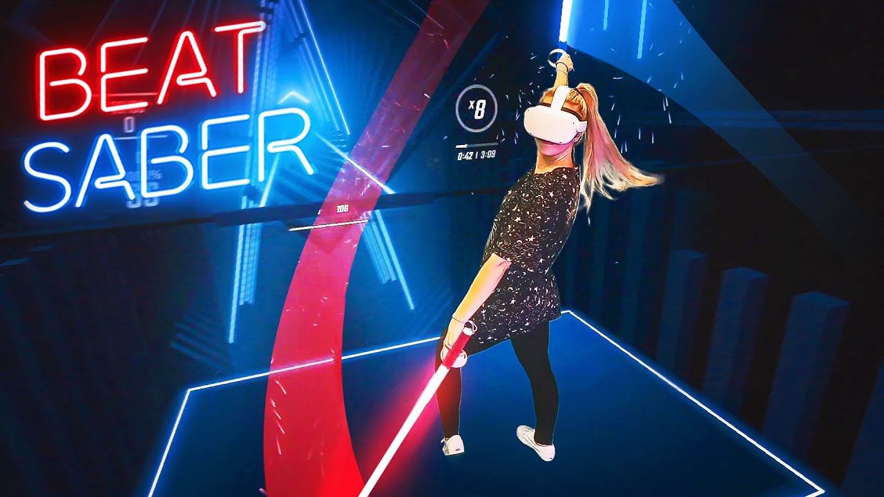 BEAT SABER W OCULUS QUEST 2! + WIRELESS MIXED REALITY!? NoisyButters - YouTube