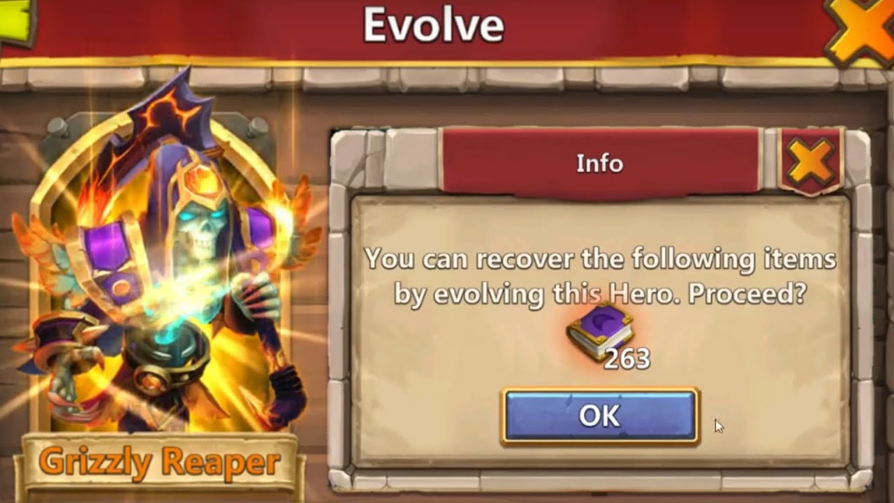 Castle Clash Evolving Grizzly Reaper Level 200!