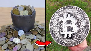 Casting Gold Bitcoin - Melting Coins - Trash to Treasure Brass Casting
