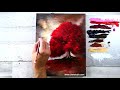 How to paint beautiful Red Tree / Abstract Background / Oval Brush Technique