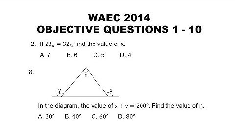 WAEC 2014 Mathematics Objective Questions 1-10