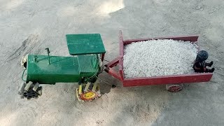 Diy mini tractor trailer loading Rice Farsh new technology science project@Mini Creative