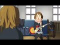 Yui plays guitar with gloves kon