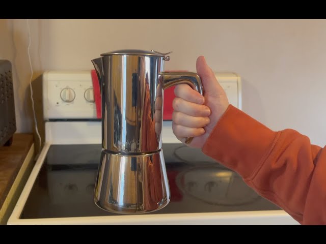 Easyworkz Diego Stovetop Espresso Maker Stainless Steel Italian Coffee Machine Maker 4cup 6.8 oz Induction Moka Pot