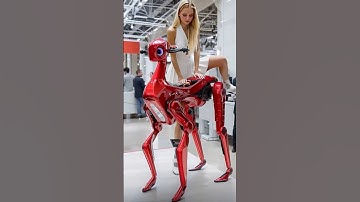 She Rides a Next-Gen AI Quadruped Robot at the Robotics Expo #Robot #QuadrupedRobot