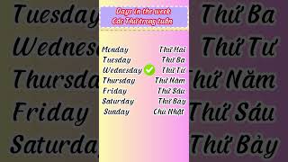 Từ Vựng Tiếng Anh Các Thứ Trong Tuần