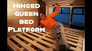 Building A Hinged Queen Bed Platform In A Bus and The Importance Of Planning AheadSkoolie Ep. 44
