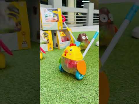 Дитяча іграшка каталка з підсвічуванням, каталка ходунок на палиці з рухомими деталями для дітей, розвиваюча іграшка для дитини, видео 1