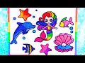 Glitter Slime Painting- Rainbow Mermaid and the sea animals-Craft and art for preschool