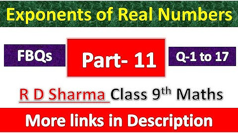 Exponents of Real Numbers | Class 9th Maths | R D Sharma Solution  | Chapter 2 | Part 11