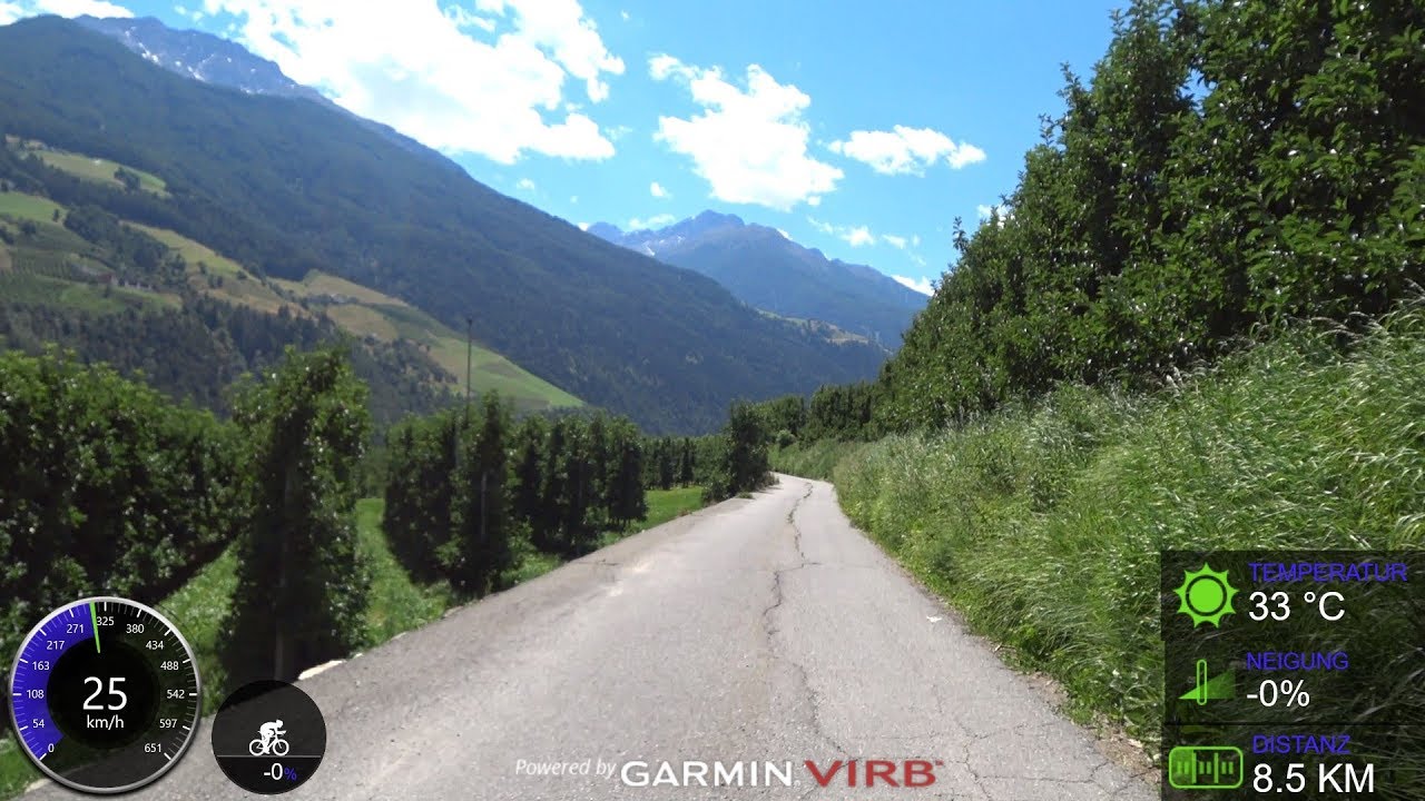Fat Burning 50 Minute Indoor Cycling Workout Alps Vinschgau Italy 4K Garmin Video
