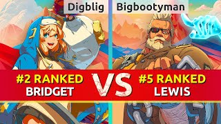 GGST ▰ Digblig (#2 Ranked Bridget) vs Bigbootyman445 (#5 Ranked Goldlewis). High Level Gameplay