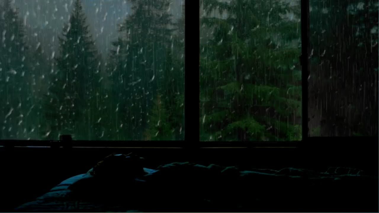 🌧 Rain Sounds on Cabin Window in Forest | Deep Sleep, Relaxation, Study & Meditation Ambience 🌲