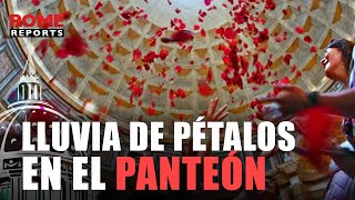 Lluvia de pétalos en el Panteón en el día de Pentecostés