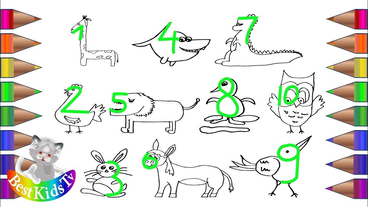 How To Draw Using Numbers 1 10 Drawing Animals From Numbers Youtube