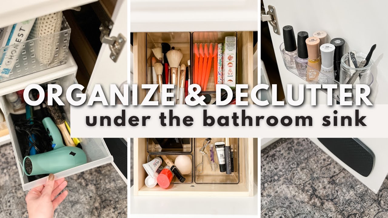 How to Organize Under Bathroom Sink Organization & DECLUTTER Hair Products  & Skincare 