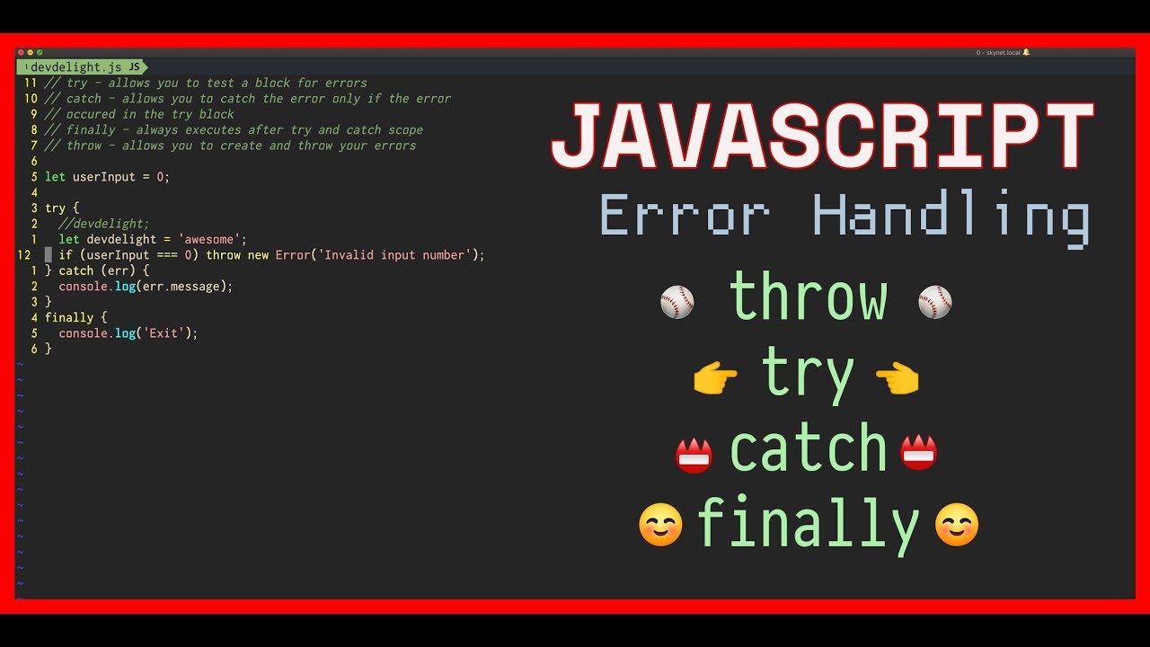 Java script errors & exceptions handling