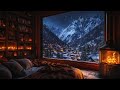 Winter Tranquil Evening: Snowfall and Fireplace Ambience for Calm Sleep