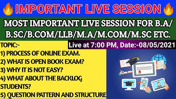 Important Live Session| Gauhati University| Online Exam| Open Book Exam| Backlog Exam| Question