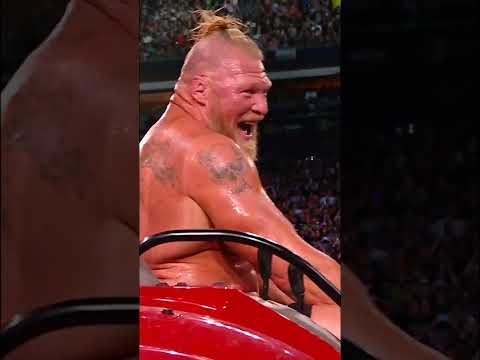 Brock Lesnar lifted the ring with a tractor and sent Roman Reigns FLYING! #Short