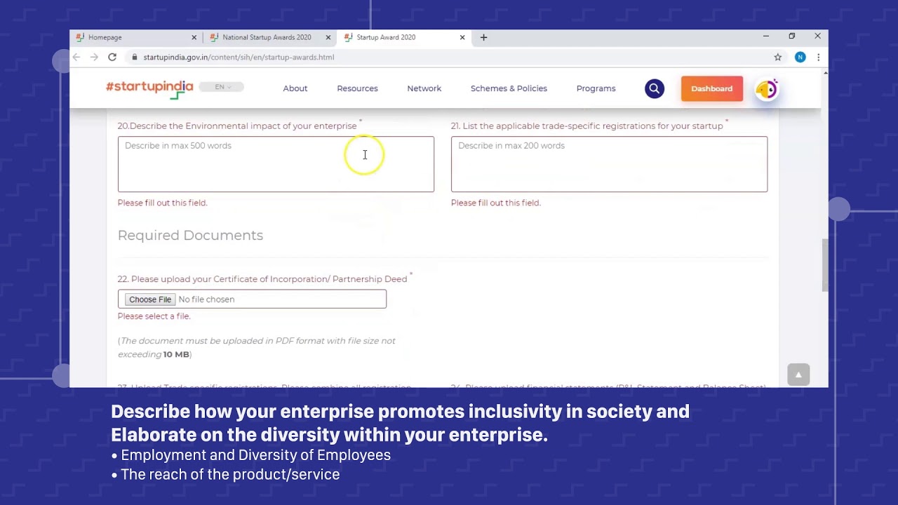 National Startup Awards - Startup Application Form Walkthrough