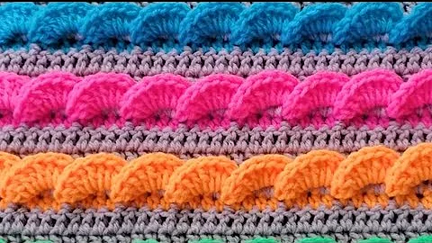 How to crochet 3D wavy shell stitch pattern DIY Tutorial for Blankets and Scarfs🧣#crochet #blanket