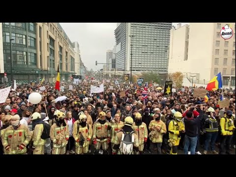 Freedom March 2 Brussels. Protest anti ?Greenpass?, ?CST? Belgium. Full Livestream.