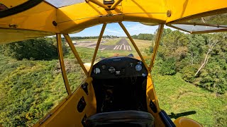 "Crab & Kick" with me in a Taildragger in some Gusty Crosswind Landings in my Piper J3 Cub