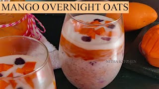 Vegan Mango Overnight Oats #mangoovernightoats #veganovernightoats #overnightoats #nithakitchen