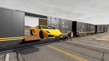 Train Accidents with Vehicles in BeamNG.Drive: Cars vs Train Containers