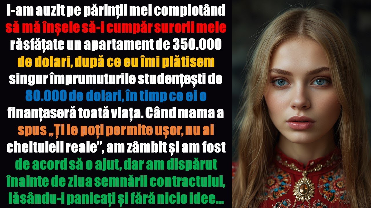 I-am auzit pe părinții mei cum complotau să mă înșele să-i cumpăr surorii mele un apartament de..
