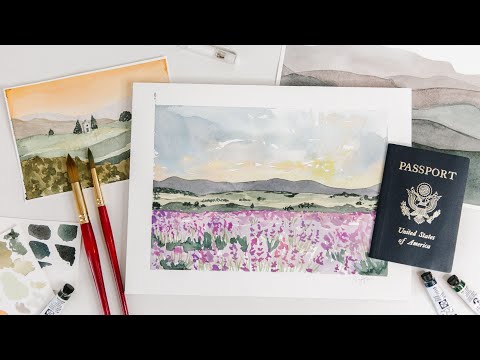 Easy Watercolor Landscapes: Painting a Lavender Field - Part 1